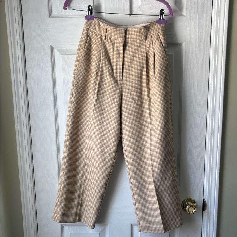 Aritzia Tan Checkered Pants